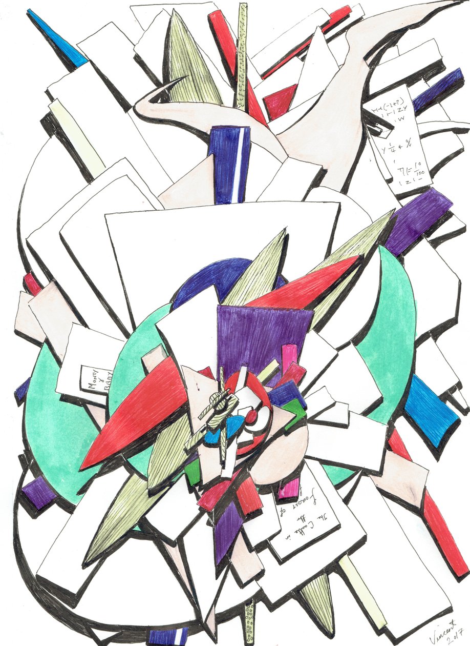 No topo, 2017, (tinta colorida sobre papel) de Vincent Alexander Booth