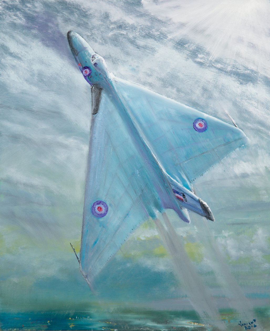 Avro Vulcan B1 voo noturno, 2016, (óleo sobre tela) de Vincent Alexander Booth