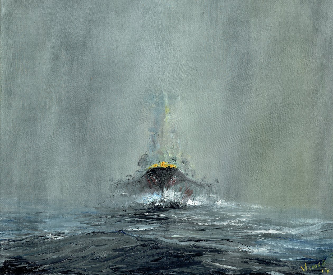 Battleship Yamato 1945, 2016, (óleo sobre tela) de Vincent Alexander Booth