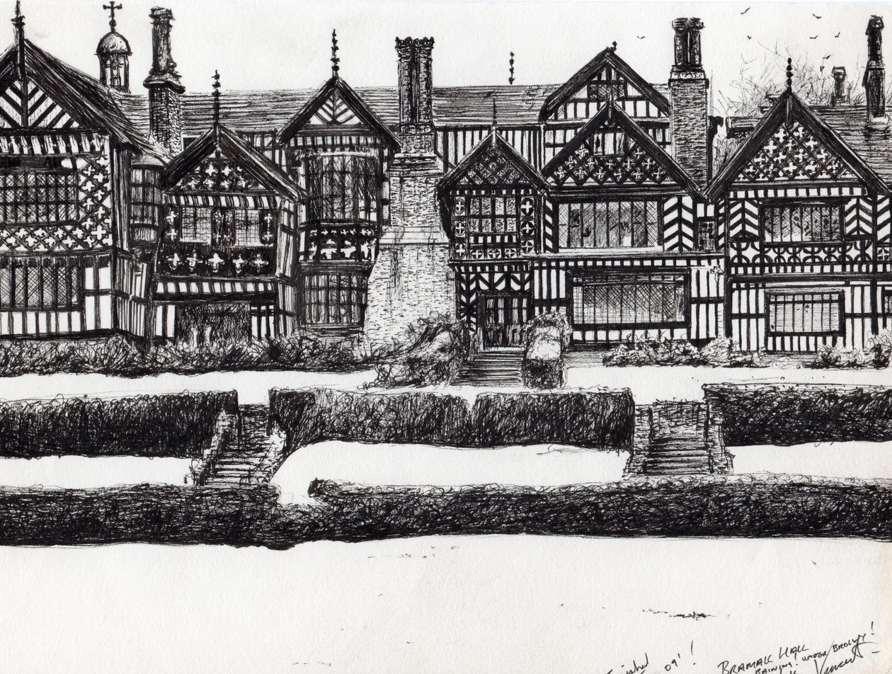 Bramall Hall Bramhall, 2004, (tinta no papel) de Vincent Alexander Booth
