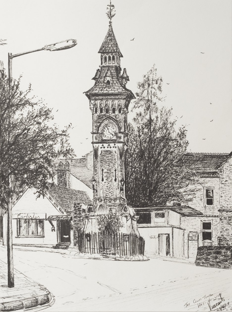 Torre do Relógio, Hay on Wye, 2007, (Tinta no Papel) de Vincent Alexander Booth