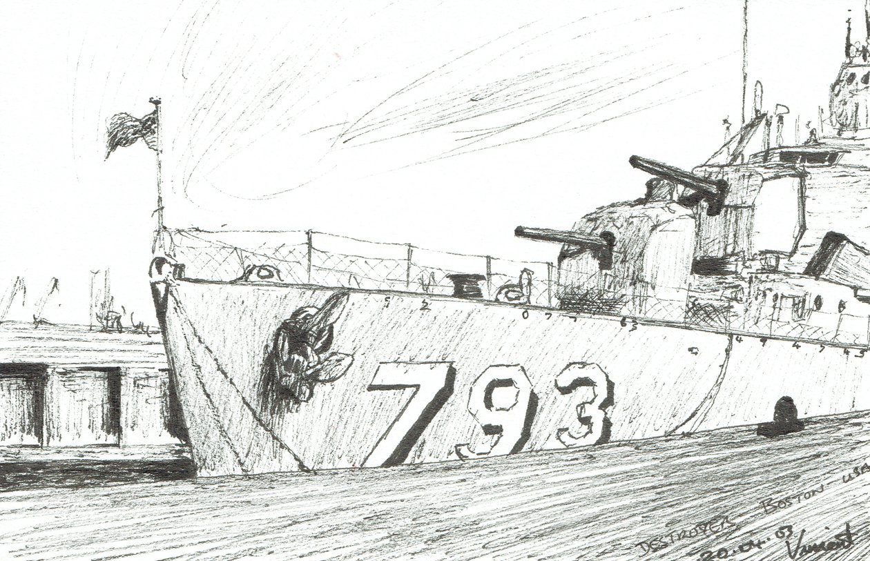 Destruidor 793 Boston Maritime Museum, 2003, (Tinta no papel) de Vincent Alexander Booth