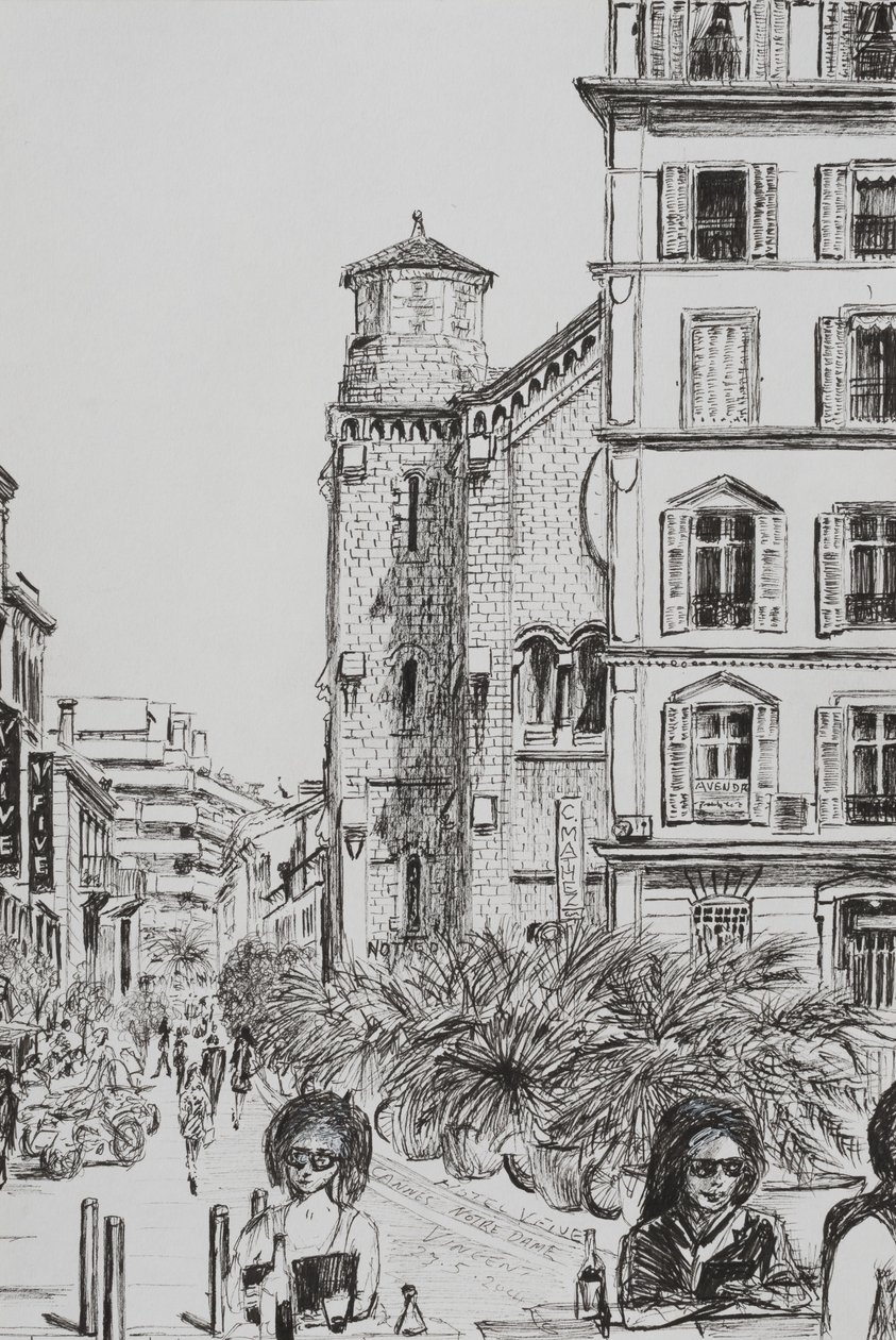 Hotel 5 e Notre Dame Cannes, 2014, (tinta no papel) de Vincent Alexander Booth