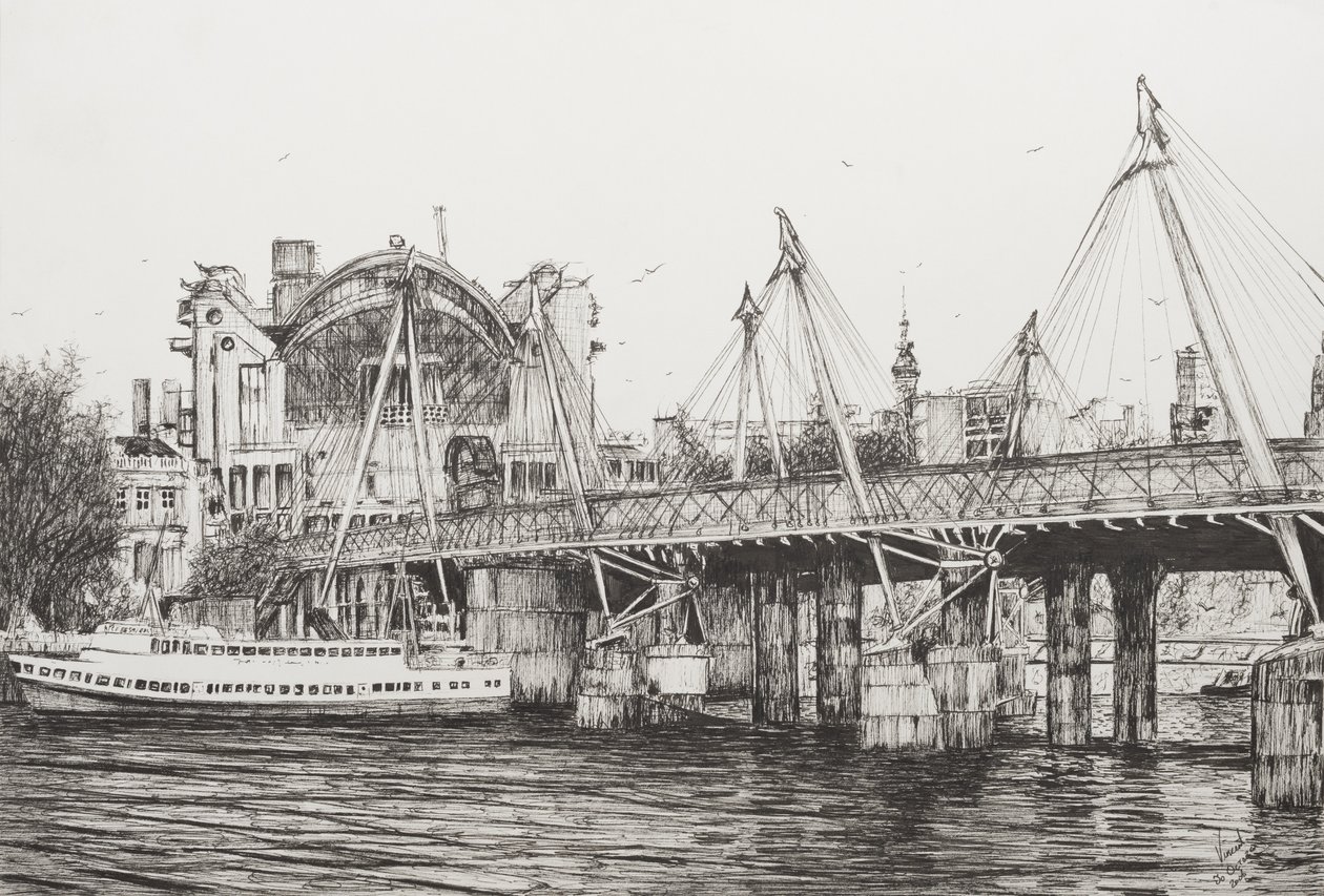 Hungerford Bridge London, 2006, (tinta sobre papel) de Vincent Alexander Booth