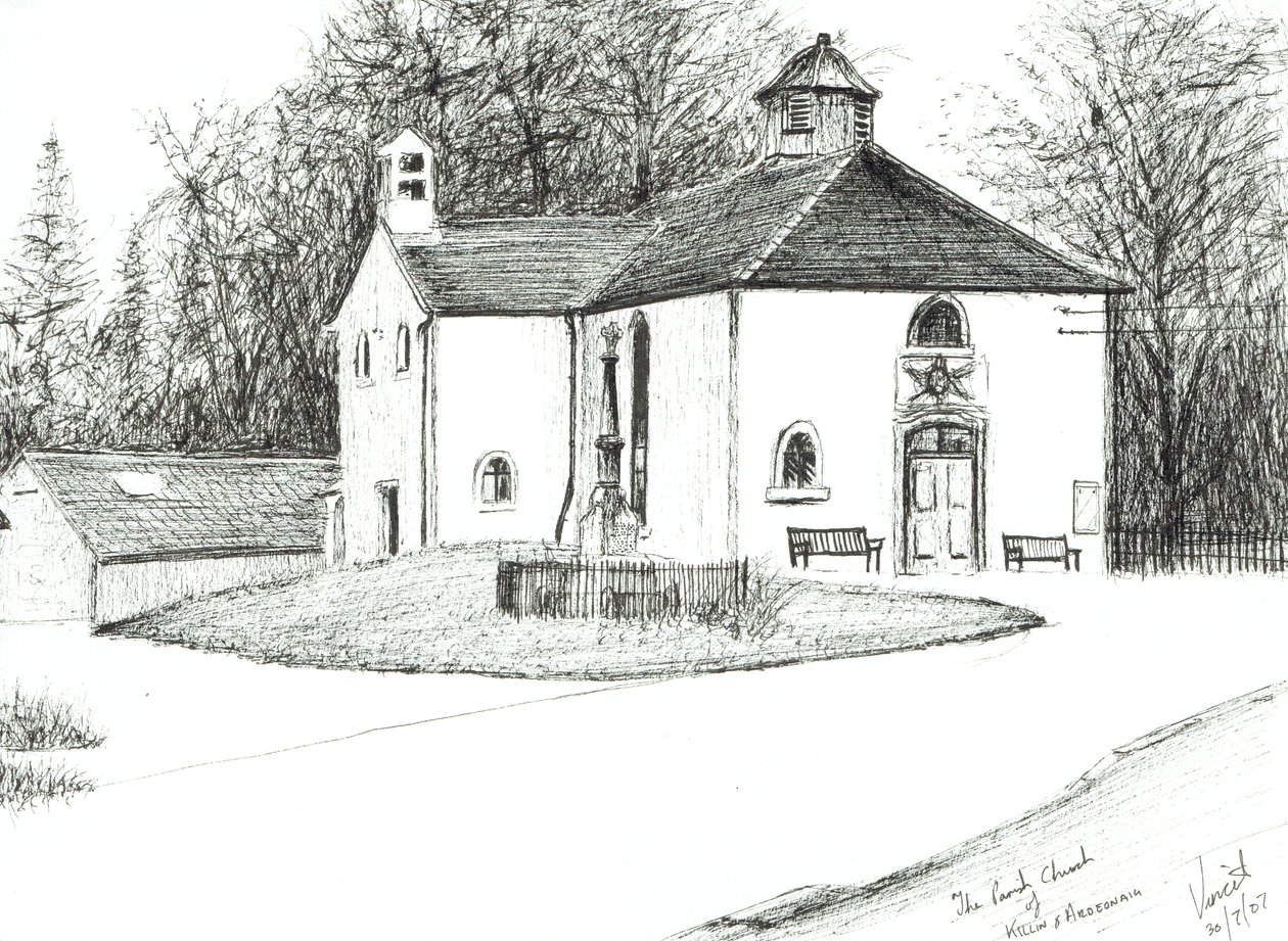 Killin & Ardeonaig Parish Church, 2007, (Tinta no papel) de Vincent Alexander Booth