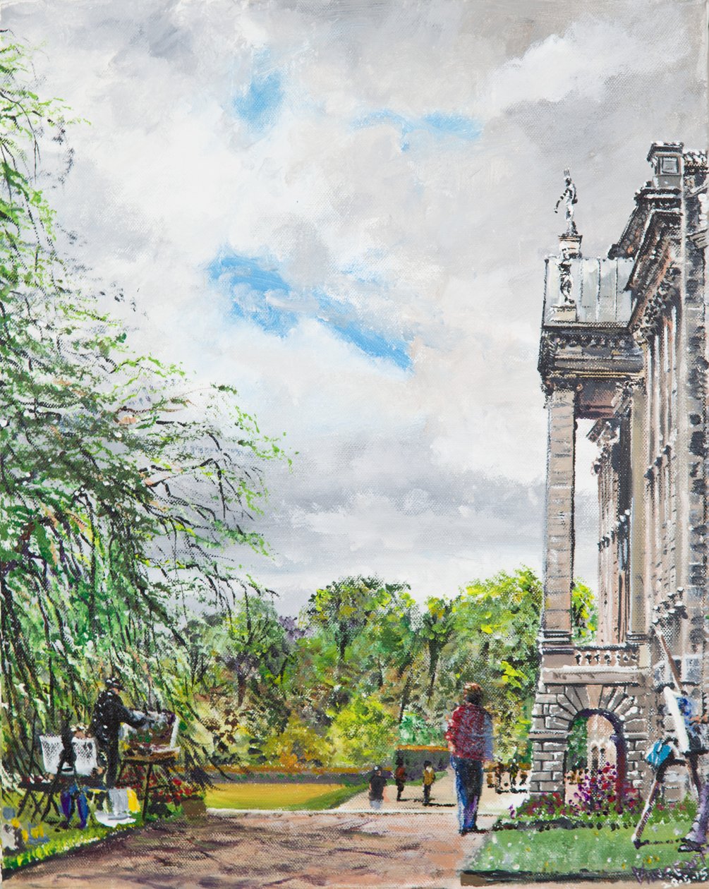 Lyme Park vista da casa e jardins, 2015, (acrílico sobre tela) de Vincent Alexander Booth