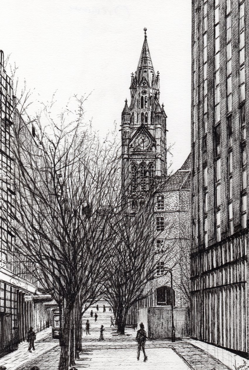 Manchester Town Hall de Deansgate, 2007, (tinta no papel) de Vincent Alexander Booth