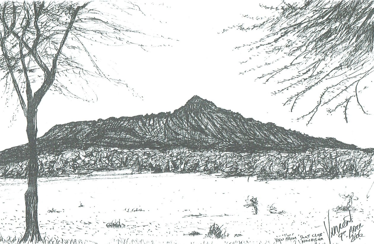 Montanha do clube de barcos no lago Naivasha, Quênia; 2006 de Vincent Alexander Booth