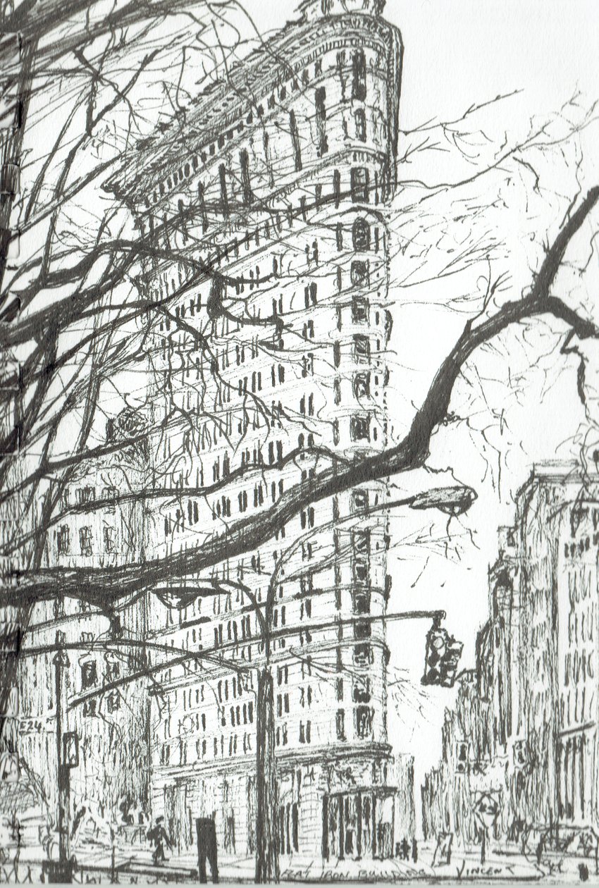 Edifício New York Flat Iron, 2003, (tinta no papel) de Vincent Alexander Booth