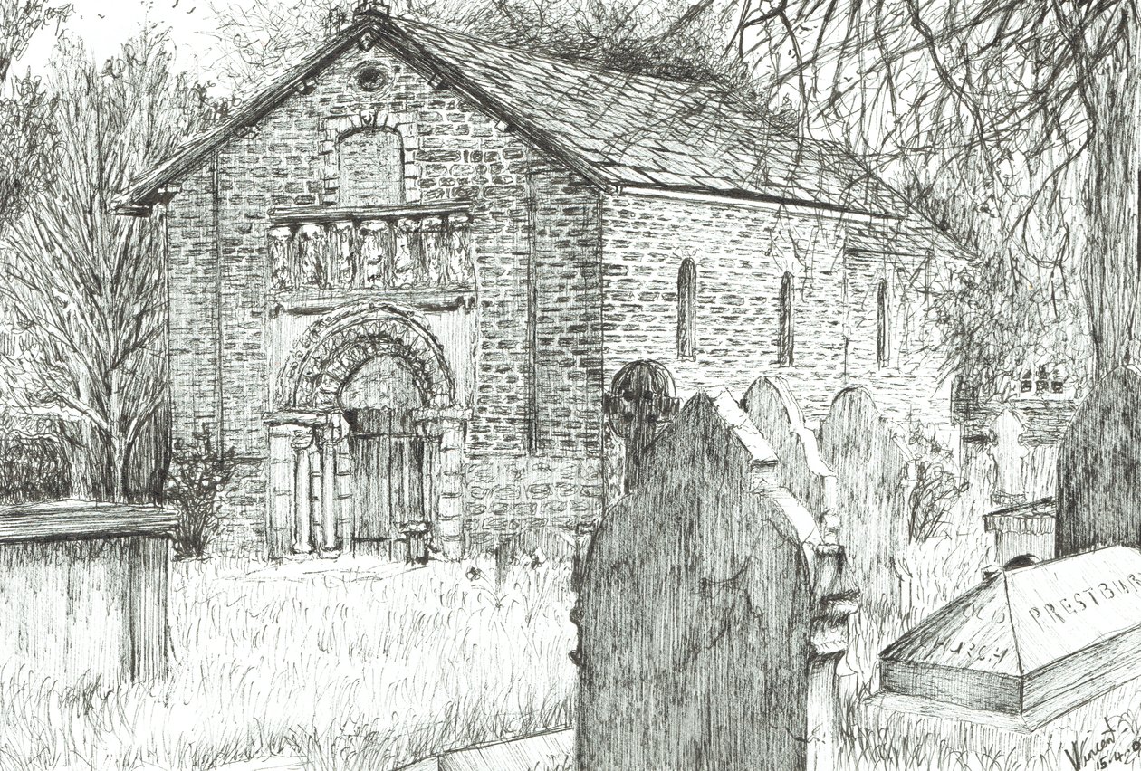 Igreja Velha, Prestbury, 2009, (tinta no papel) de Vincent Alexander Booth