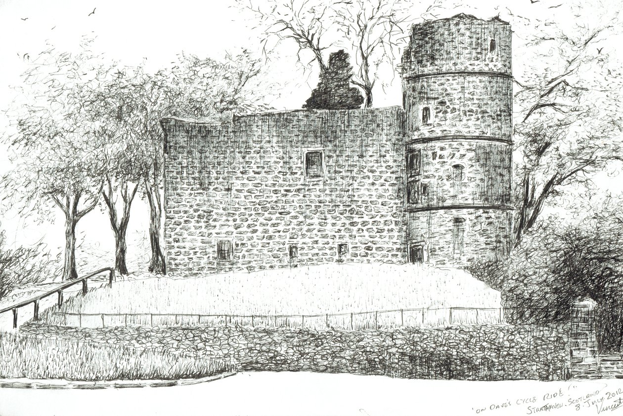 Ruína em Strathaven, 2012, (tinta no papel) de Vincent Alexander Booth