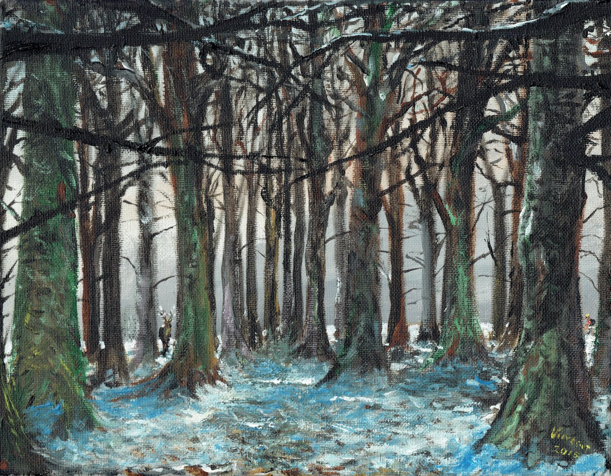 Veado e corredor Lyme Park, 2016, (óleo sobre tela) de Vincent Alexander Booth