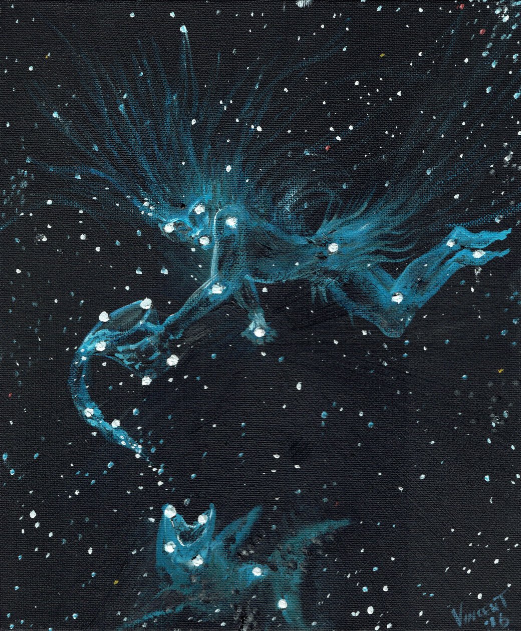 Star sign Aquarius, 2016, (óleo sobre tela) de Vincent Alexander Booth