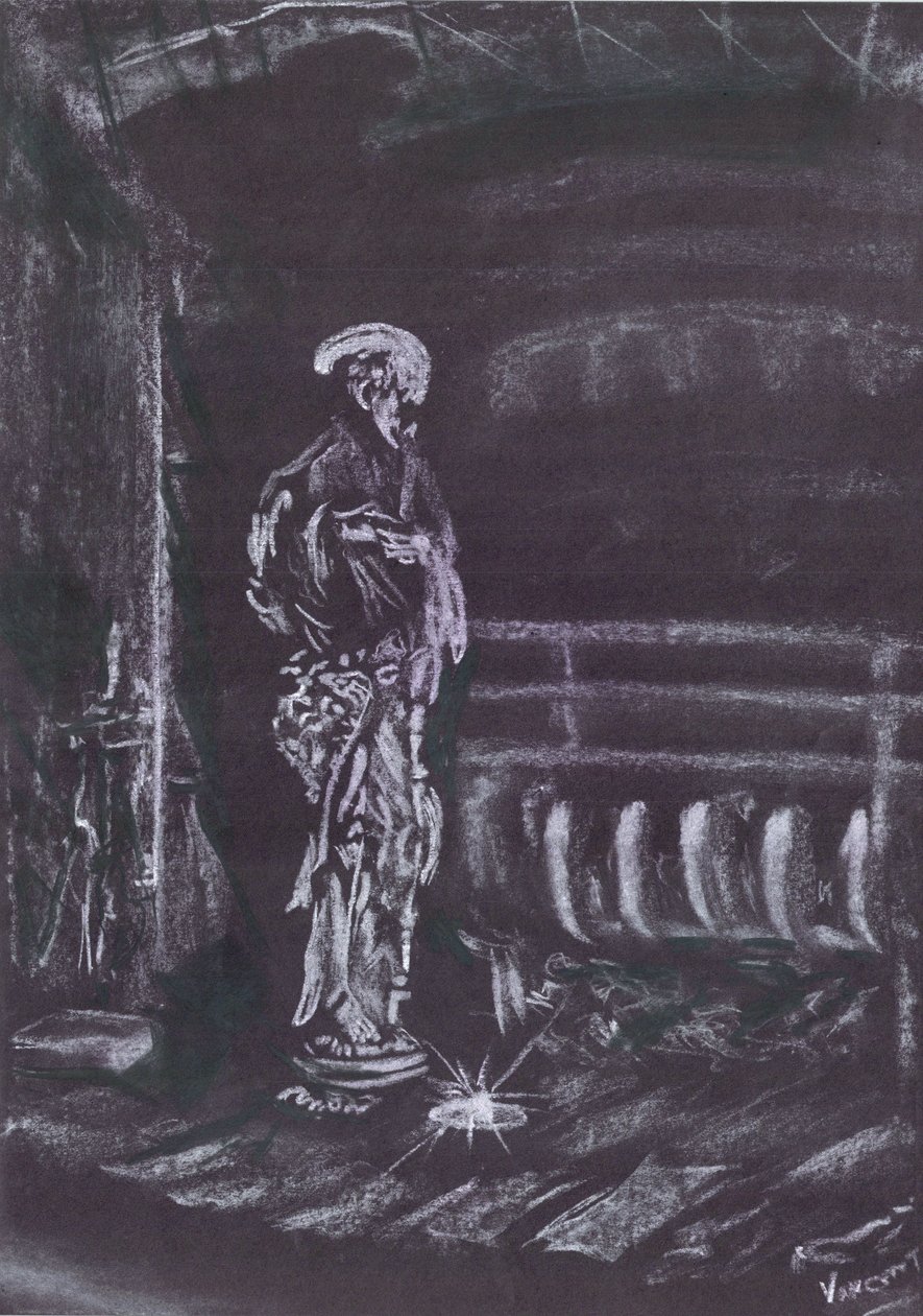 Estátua à lareira à luz de velas de Vincent Alexander Booth