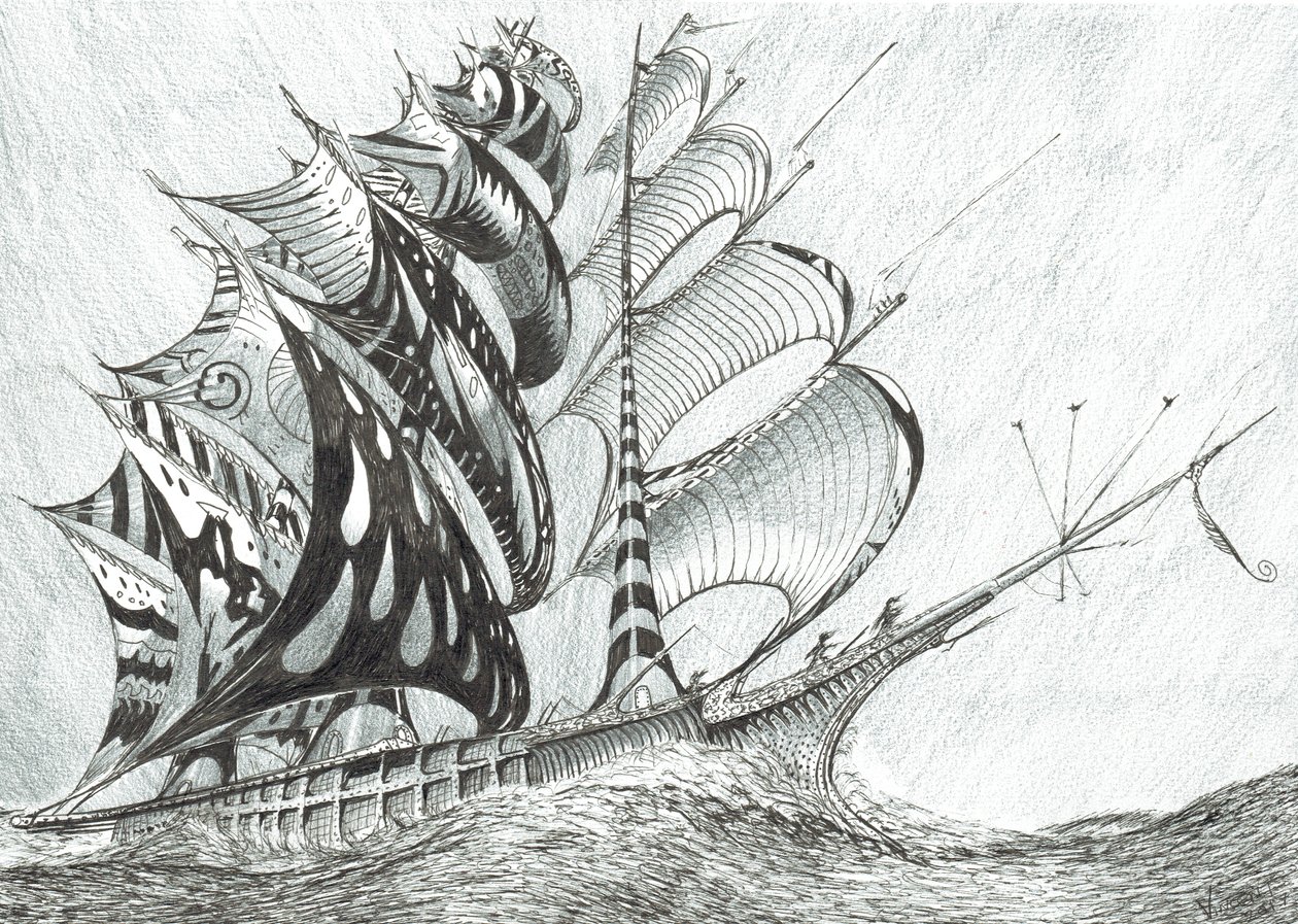 Storm Creators Caribbean Sea, 2017, (Tinta no papel) de Vincent Alexander Booth