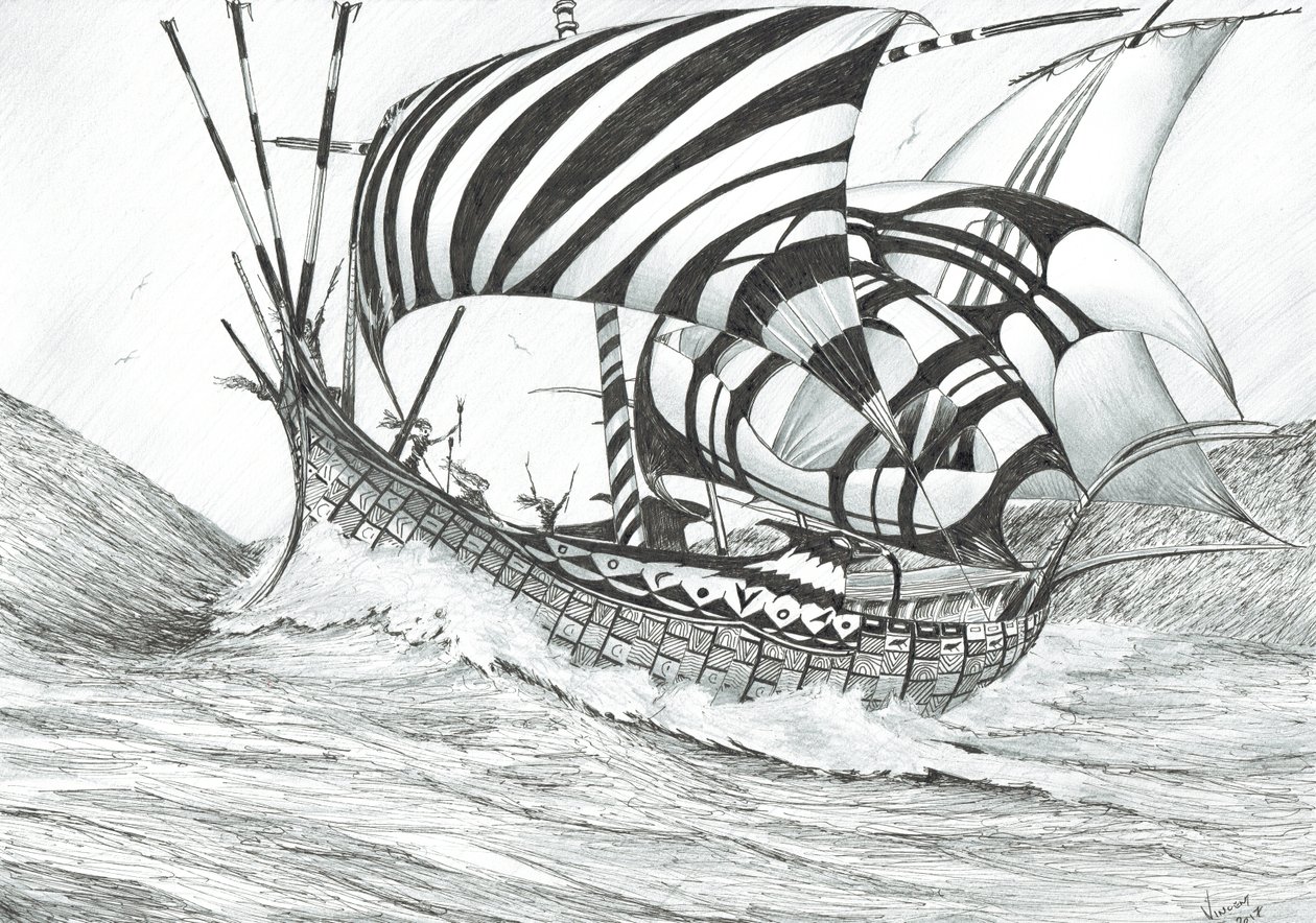 Criadores de tormentas Mar Ionico, 2017, (Tinta no papel) de Vincent Alexander Booth