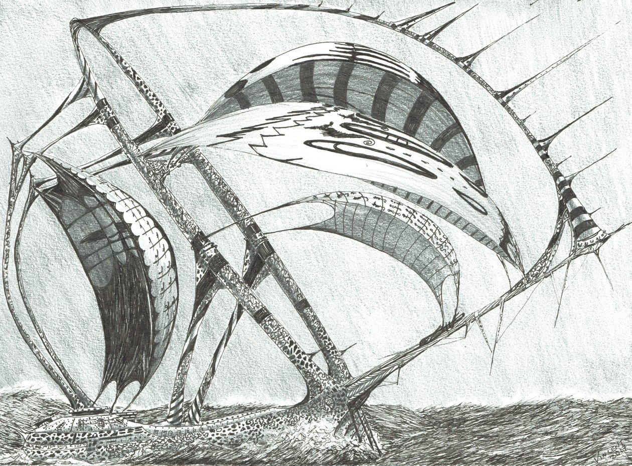 Storm Creators Laptev Sea, 2017, (Tinta no papel) de Vincent Alexander Booth