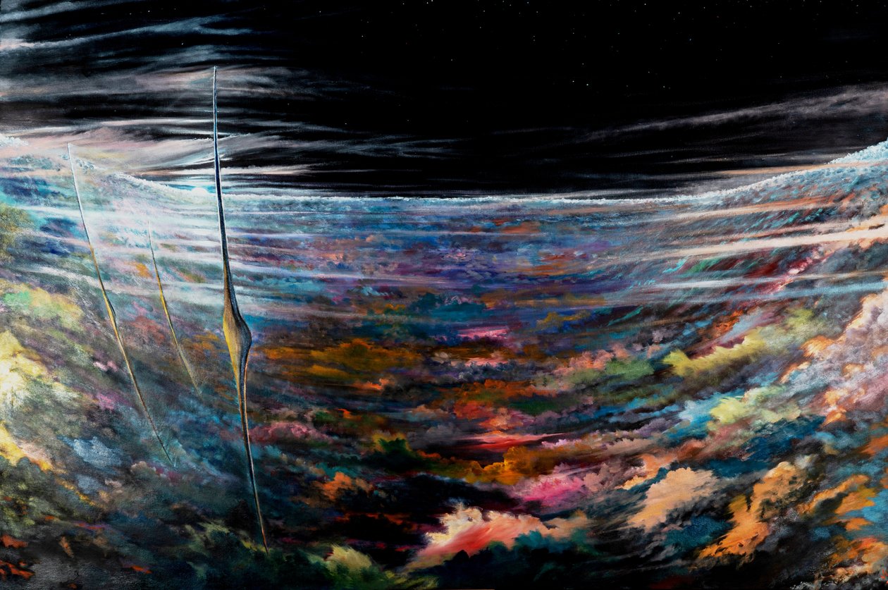 Vórtice Polar Norte dos Criadores de Tempestades dentro do Furacão Hexagonal SATURNO, 2021 de Vincent Alexander Booth