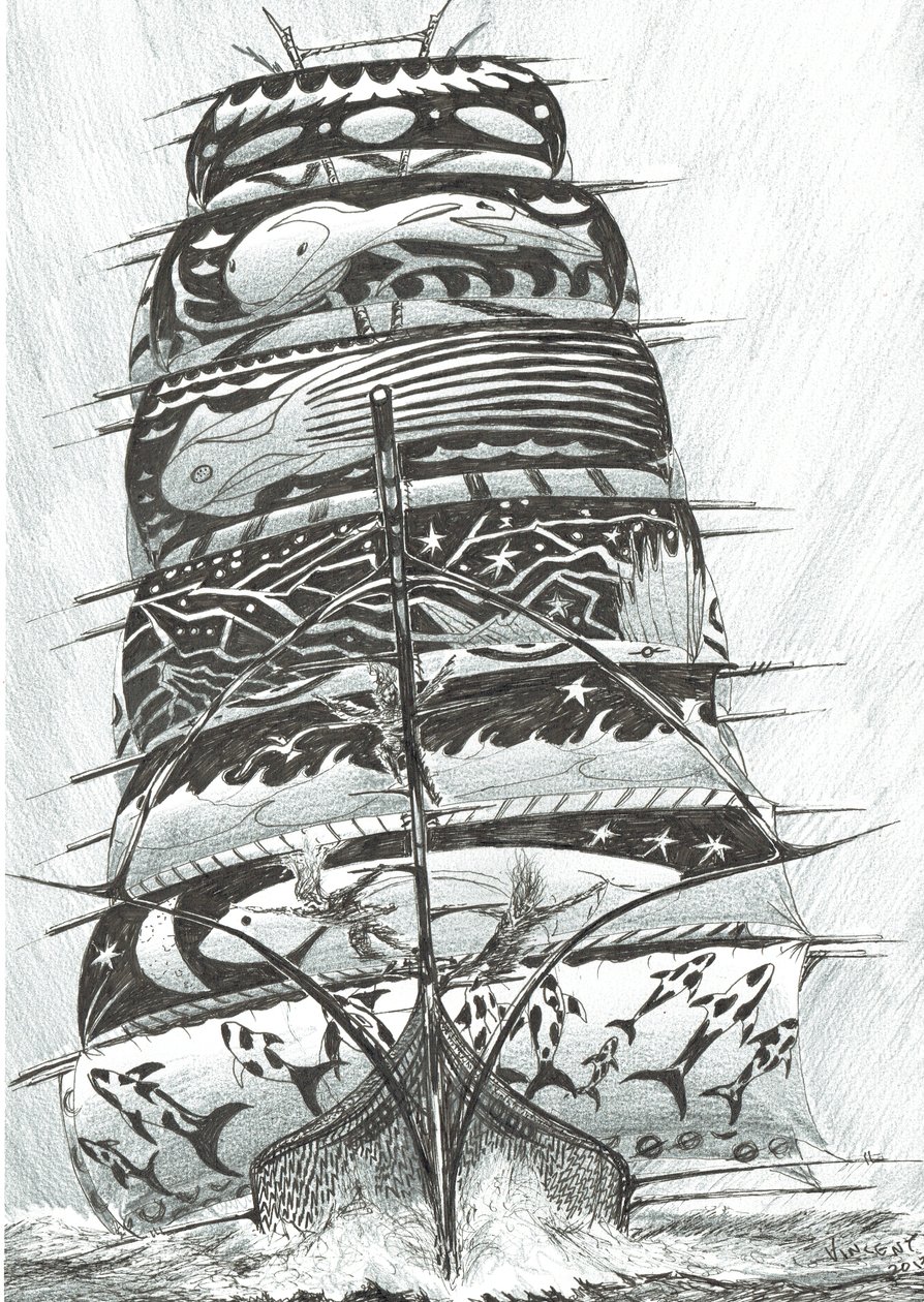Storm Creators Red Sea, 2017, (Tinta no papel) de Vincent Alexander Booth