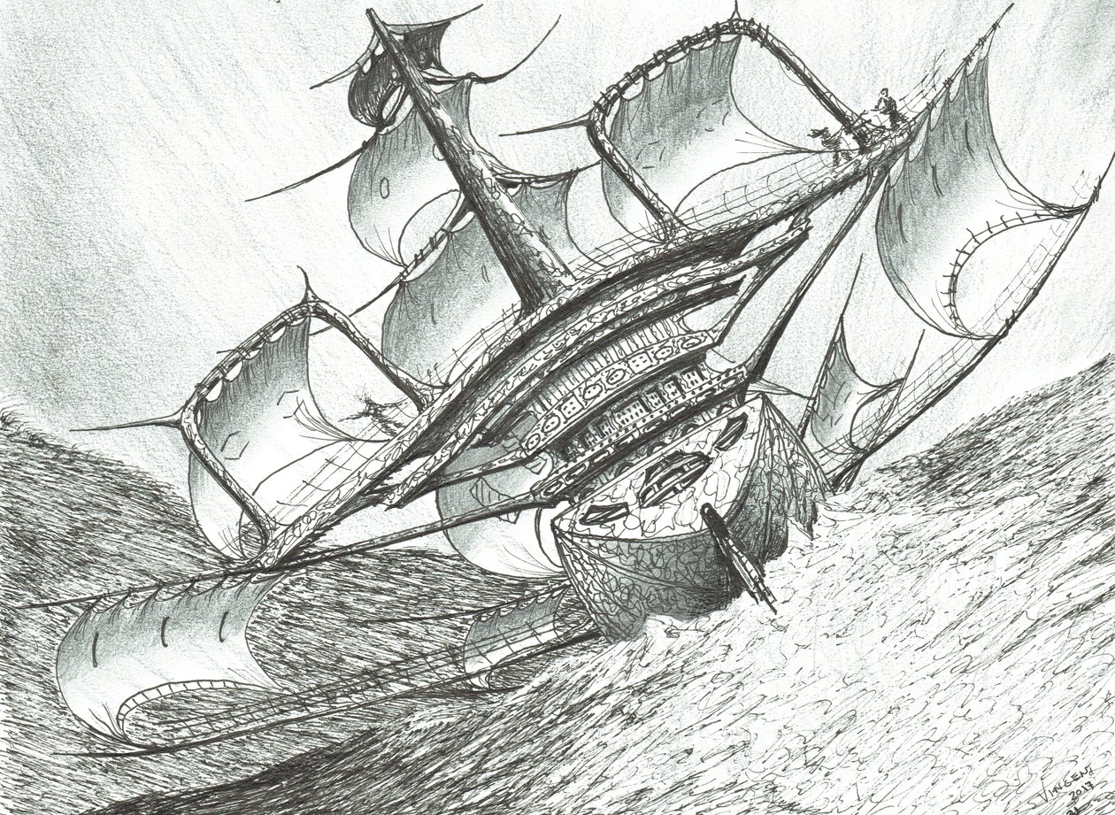 Storm Creators Risser-Larson Sea, 2017, (Tinta no papel) de Vincent Alexander Booth