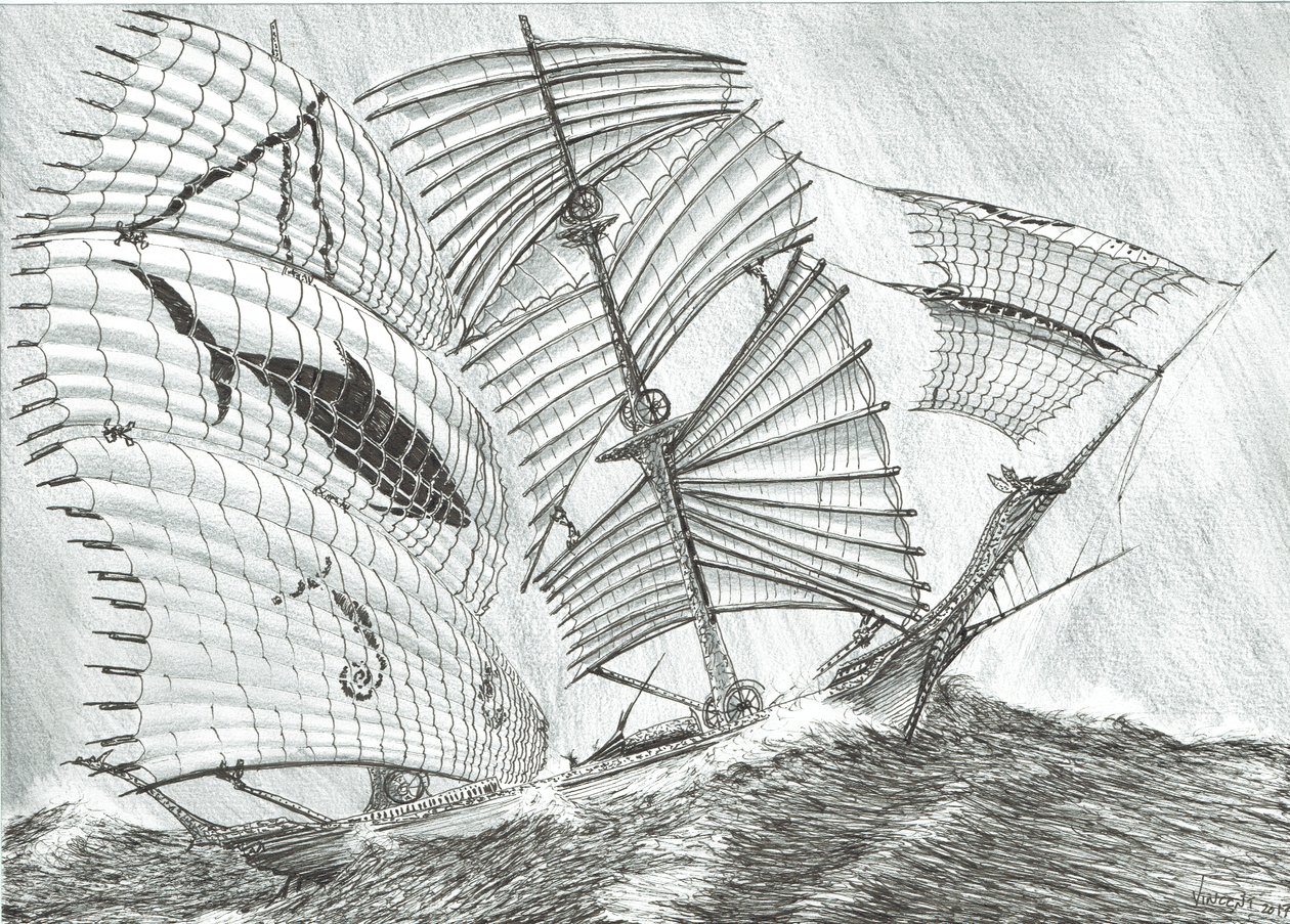 Storm Creators Savu Sea, 2017, (Tinta no papel) de Vincent Alexander Booth