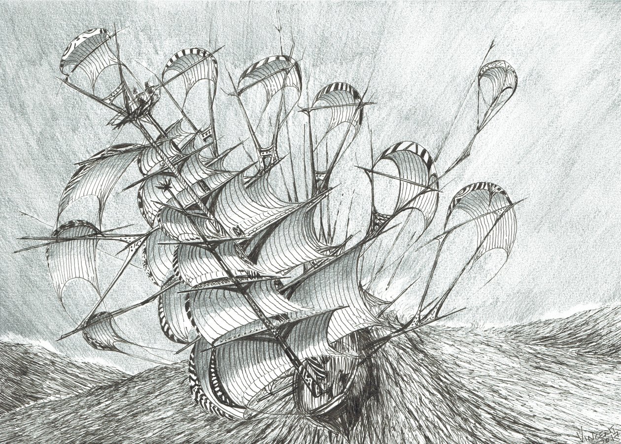 Storm Creators South China Sea, 2017, (Tinta no papel) de Vincent Alexander Booth