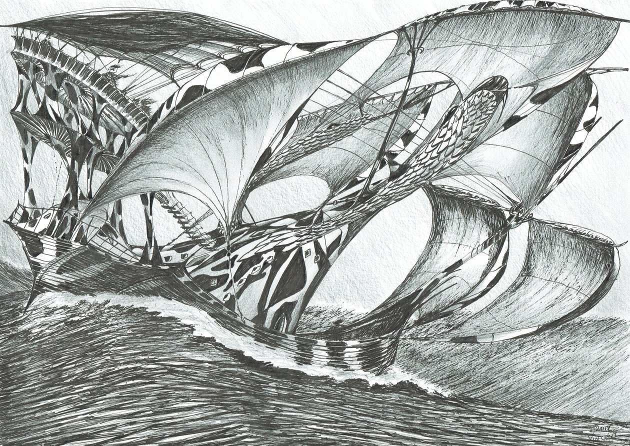 Storm Creators Tasman Sea, 2017, (Tinta no papel) de Vincent Alexander Booth