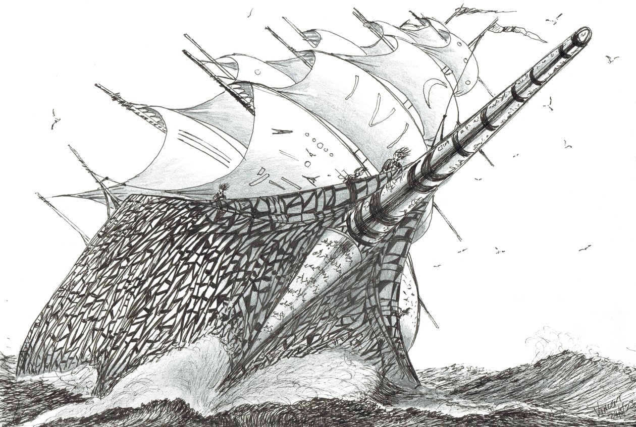 Storm Creators Wellington Strait, 2023 (tinta e lápis sobre papel) de Vincent Alexander Booth