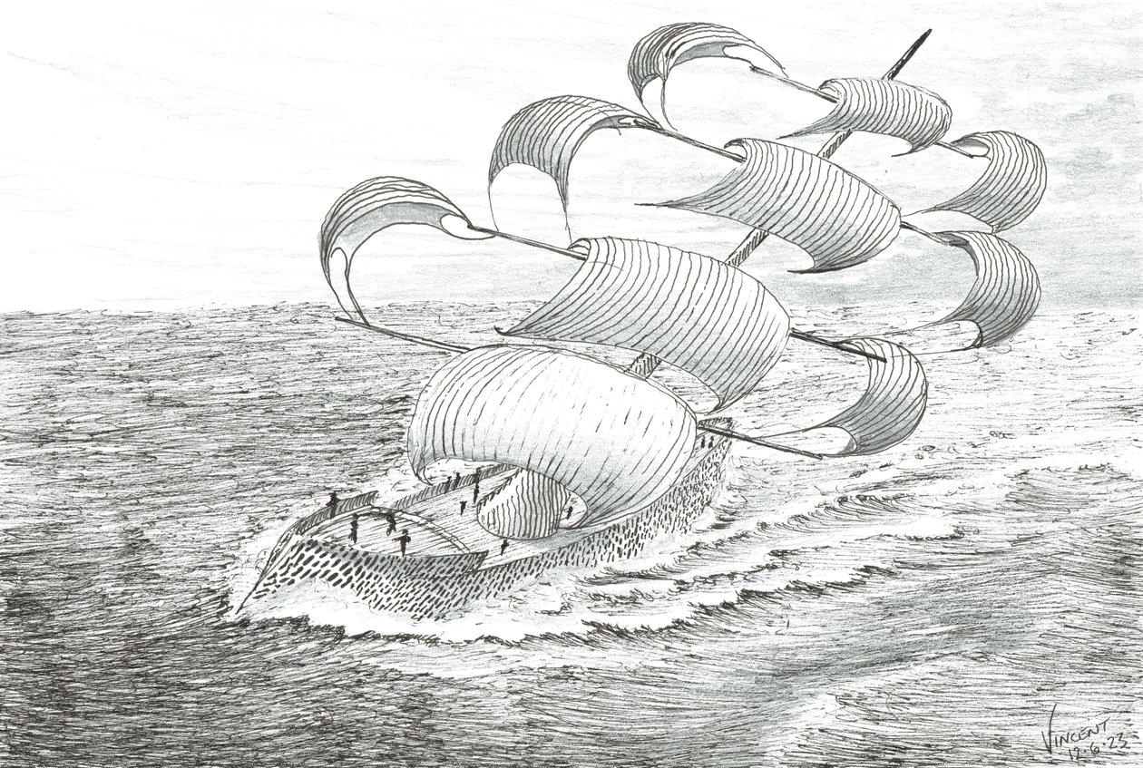 Storm Creators Yathkyed, 2023 (tinta e lápis sobre papel) de Vincent Alexander Booth