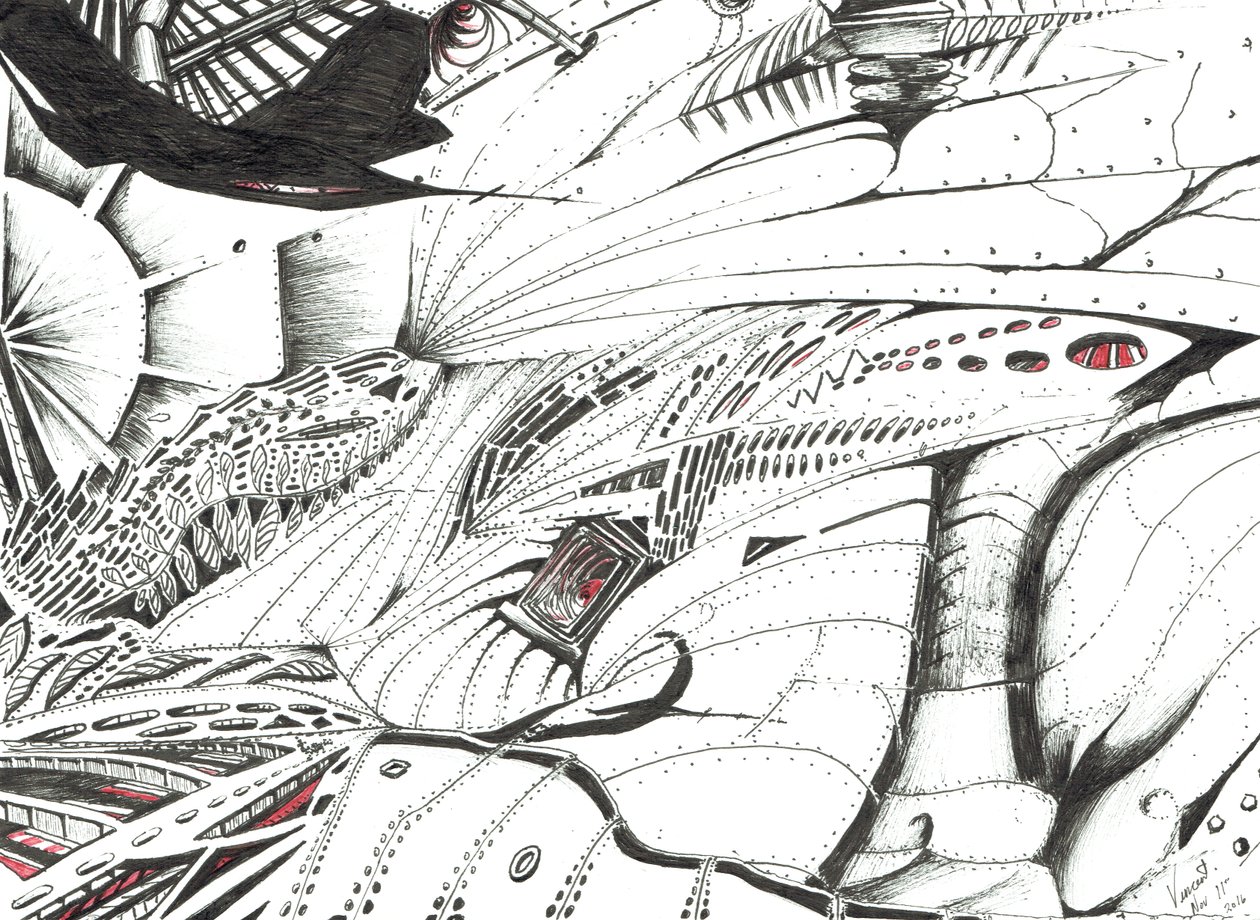 O Portador do Vermelho, 2016, (tinta no papel) de Vincent Alexander Booth