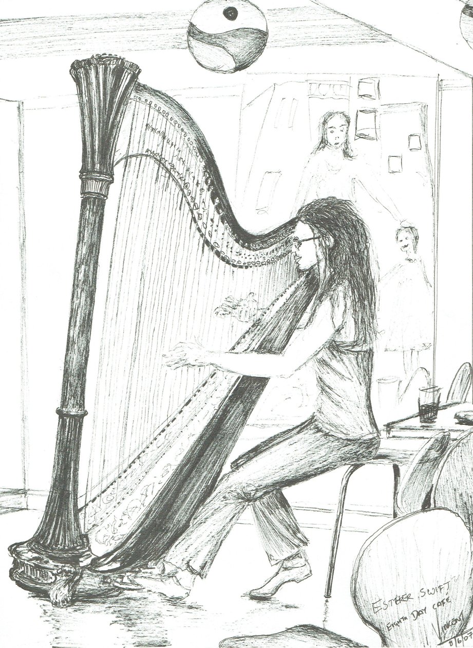 The Harpist 8th day cafe Manchester, 2007 de Vincent Alexander Booth