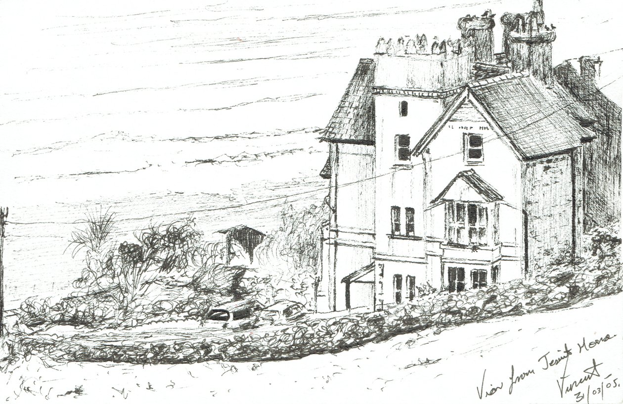A casa dos jesuítas na costa galesa, 2005, (tinta sobre papel) de Vincent Alexander Booth