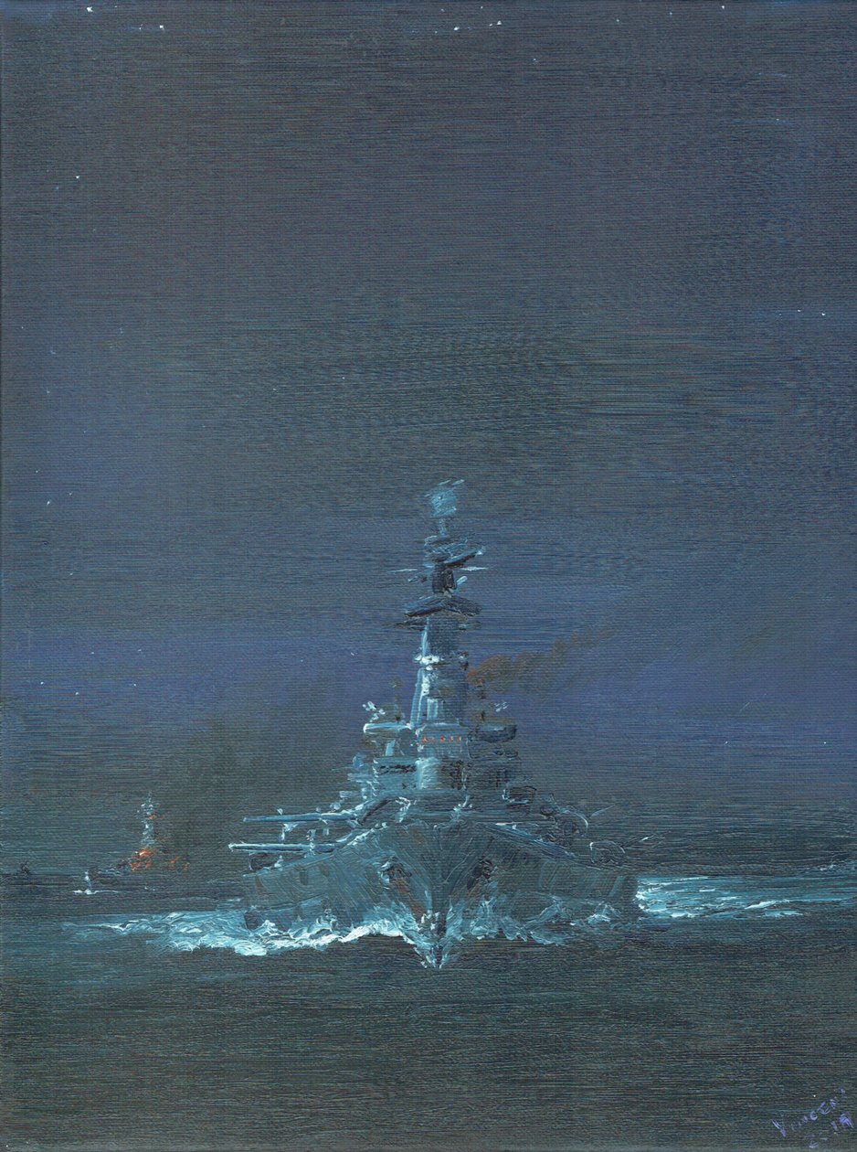USS Washington avista Kirishima no radar em Guadalcanal 1942, 2019 de Vincent Alexander Booth