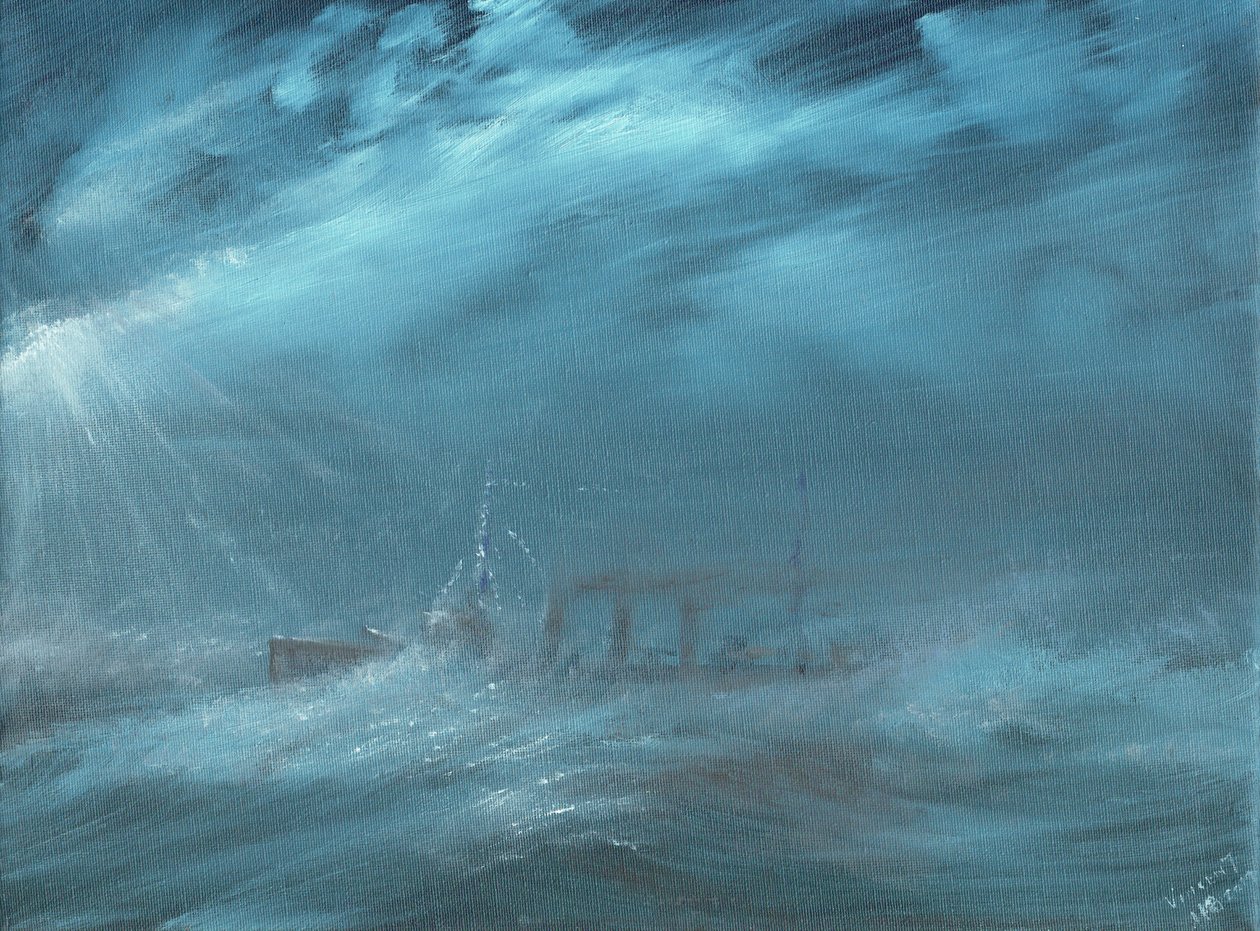 US Destroyer em uma tempestade no mar 1917, 2019 de Vincent Alexander Booth