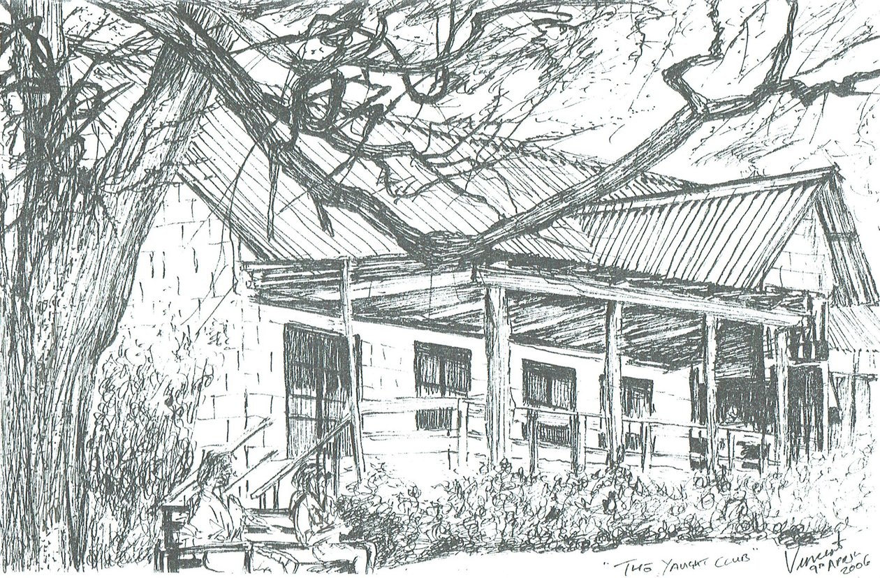 Clube de iates no Lago Naivasha; Quénia; 2006; (tinta sobre papel) de Vincent Alexander Booth
