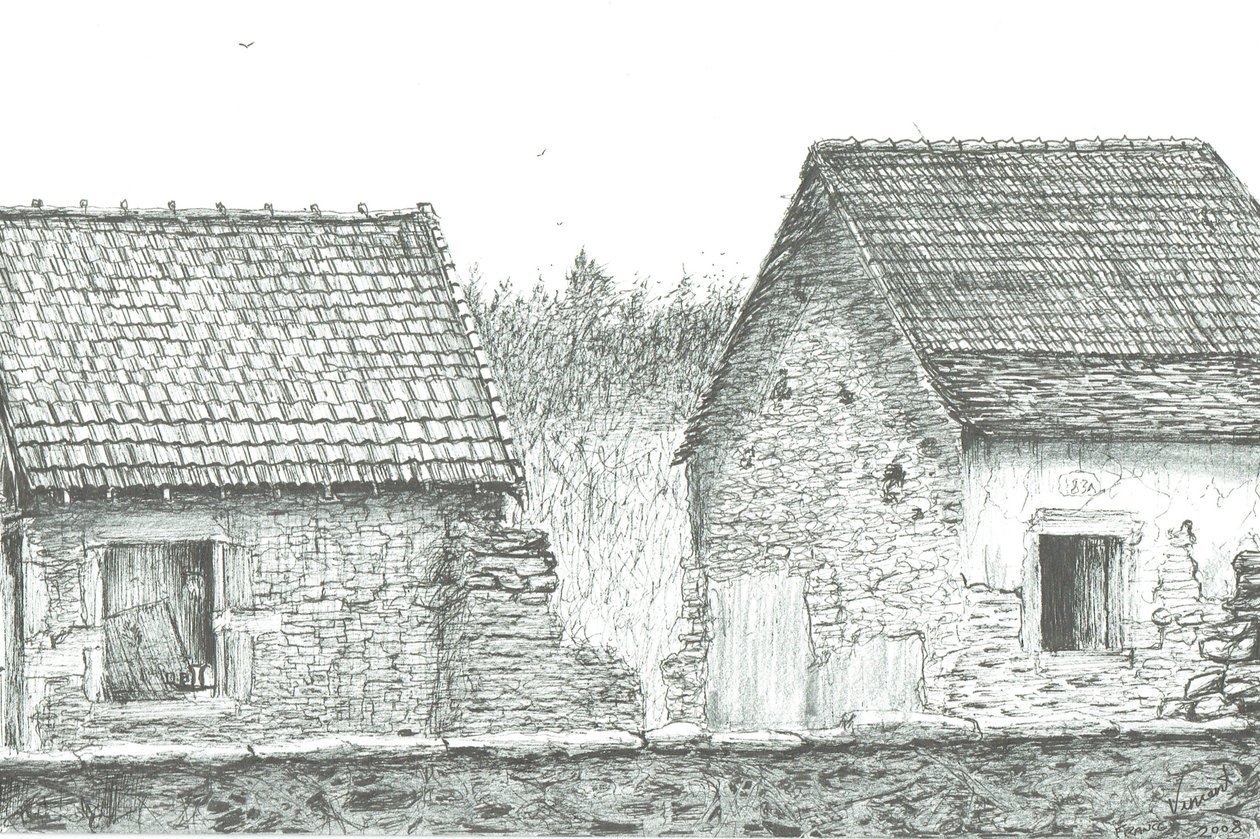 casa perto da fronteira França/Suíça, 2008; (tinta sobre papel) de Vincent Alexander Booth