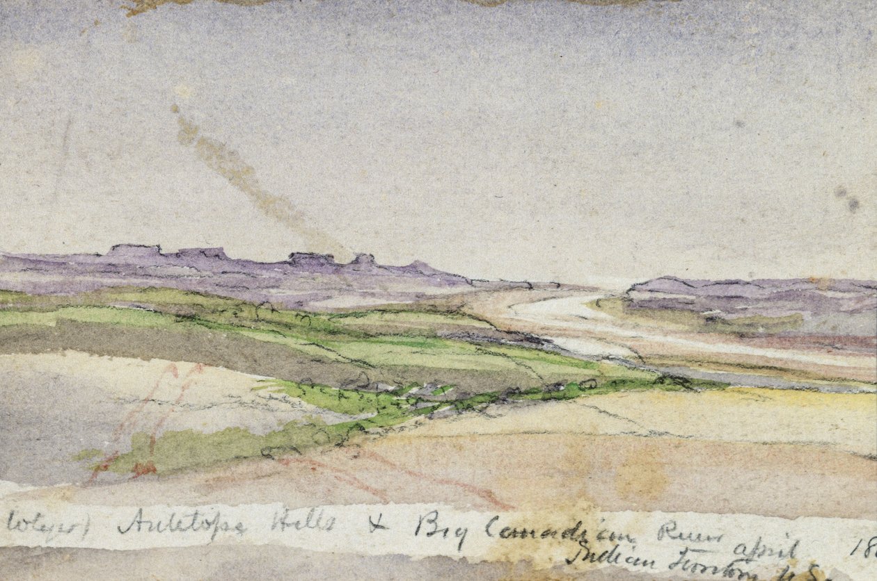 Antelope Hills e Big Canadian River, 1869 (aguarela sobre papel) de Vincent Colyer