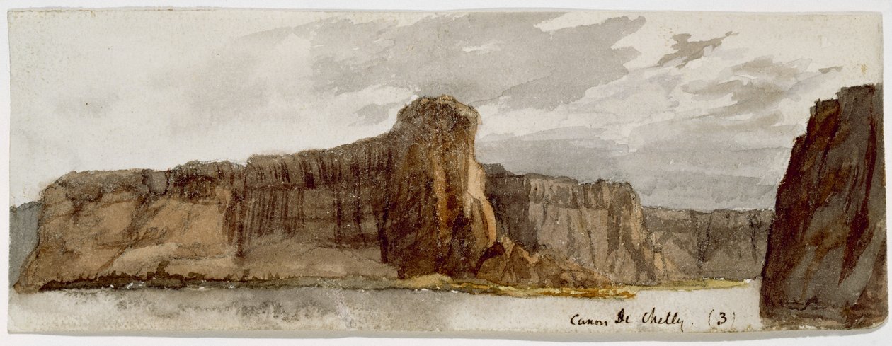 Canyon de Chelly n º 3 (Canyon de Chelly, ArizonaCarsons Needle500 pés), 1869-1871 (em aquarela) de Vincent Colyer