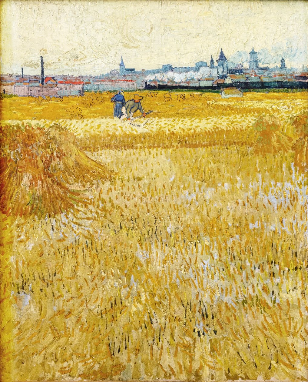 Arles: Vista dos Campos de Trigo The Harvesters, 1888. de Vincent van Gogh