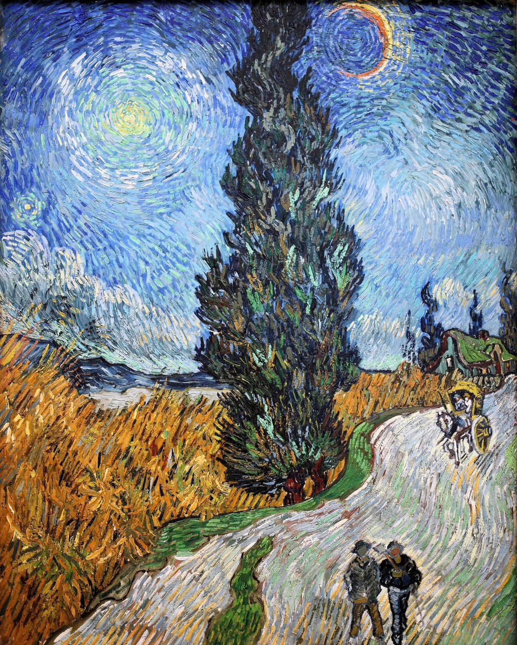 Estrada rural em Provence à noite, 1890. de Vincent van Gogh
