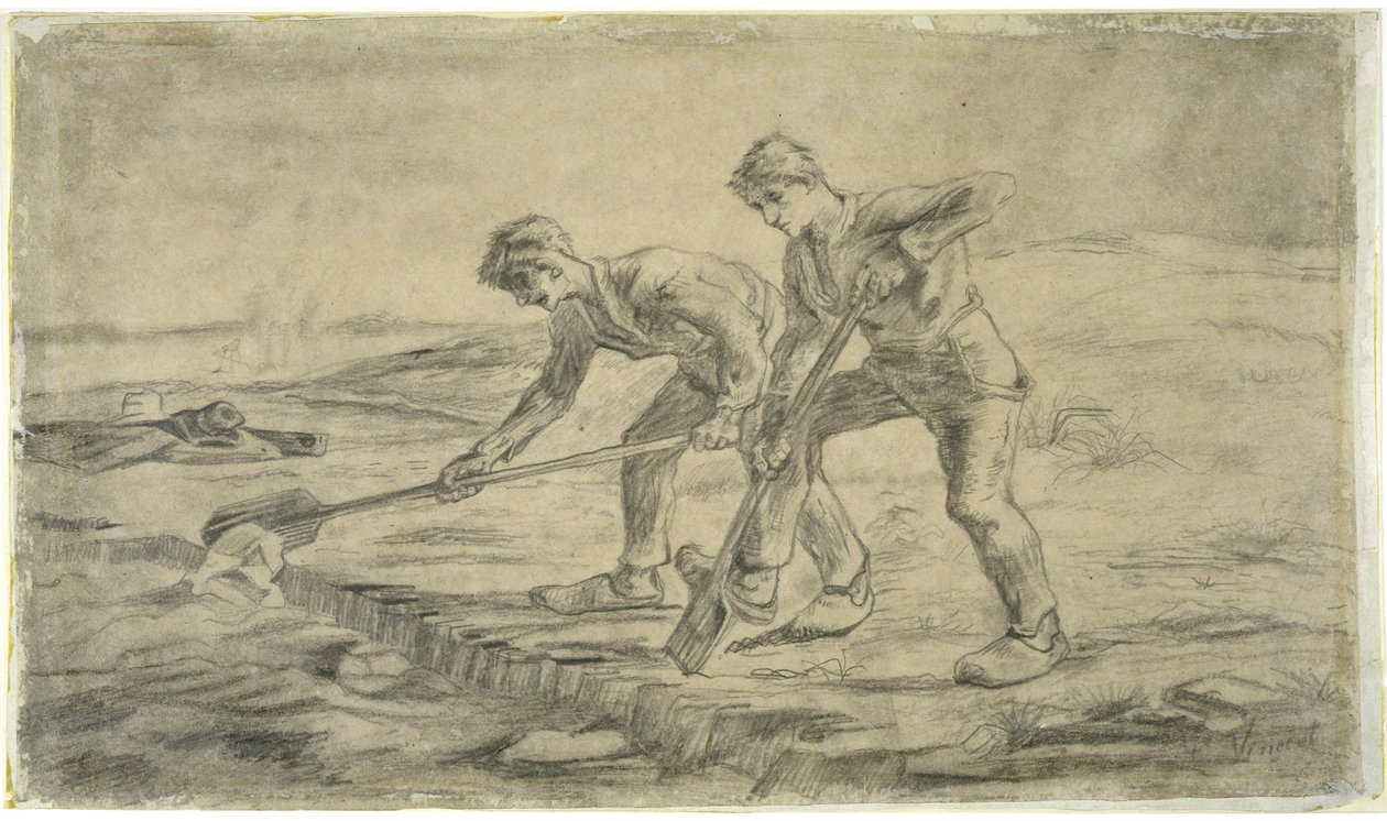 Os escavadores depois de Millet, 1880. de Vincent van Gogh