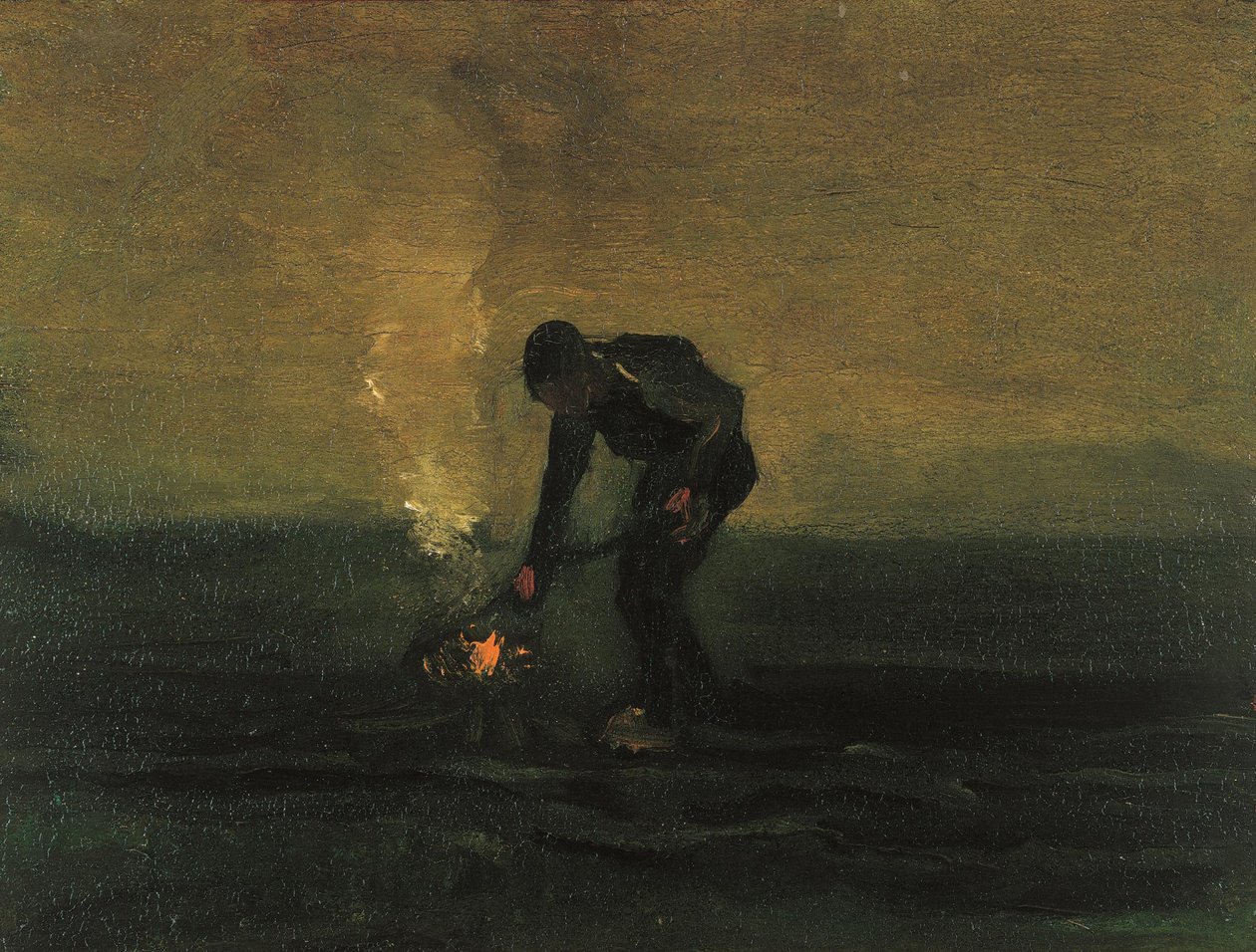 Camponês queimando ervas daninhas, 1883. de Vincent van Gogh