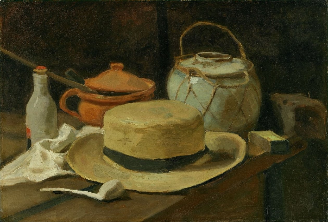 Natureza morta com chapéu de palha amarelo, 1881 ou 1885. de Vincent van Gogh