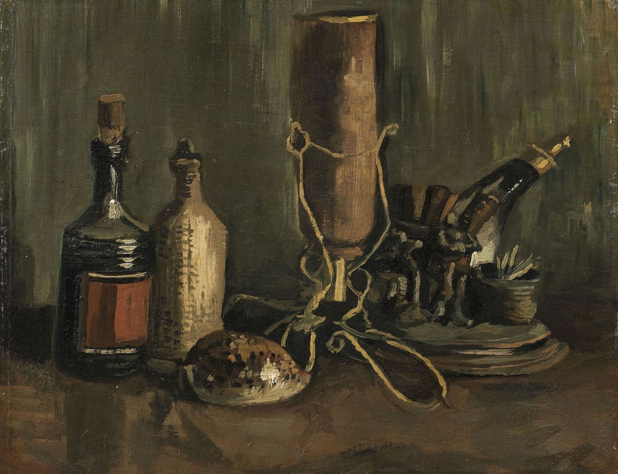 Natureza morta com garrafas e conchas, 1884. de Vincent van Gogh