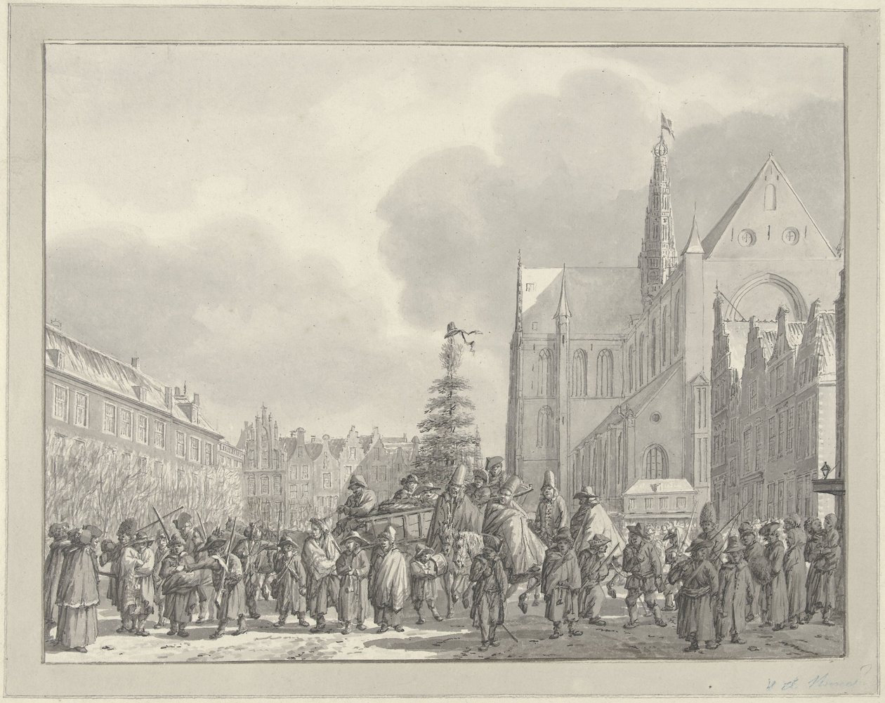 Chegada dos franceses no Grote Markt em Haarlem, 1795 de Vincent Jansz. van der Vinne
