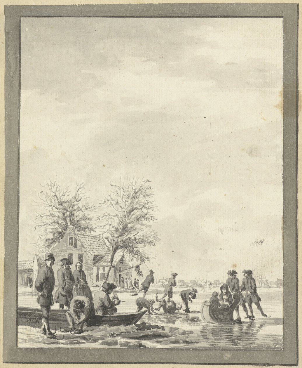 Entretenimento de gelo no Buiten Spaarne perto de Haarlem no Herberg de Vincent Jansz. van der Vinne