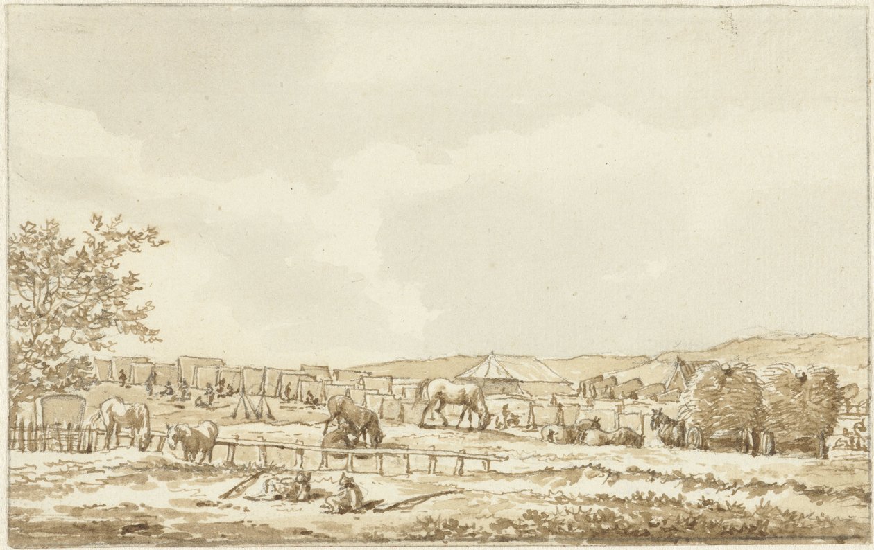 Acampamento do exército em Droogberg em Overveen, 19 de setembro de 1787 de Vincent Jansz. van der Vinne