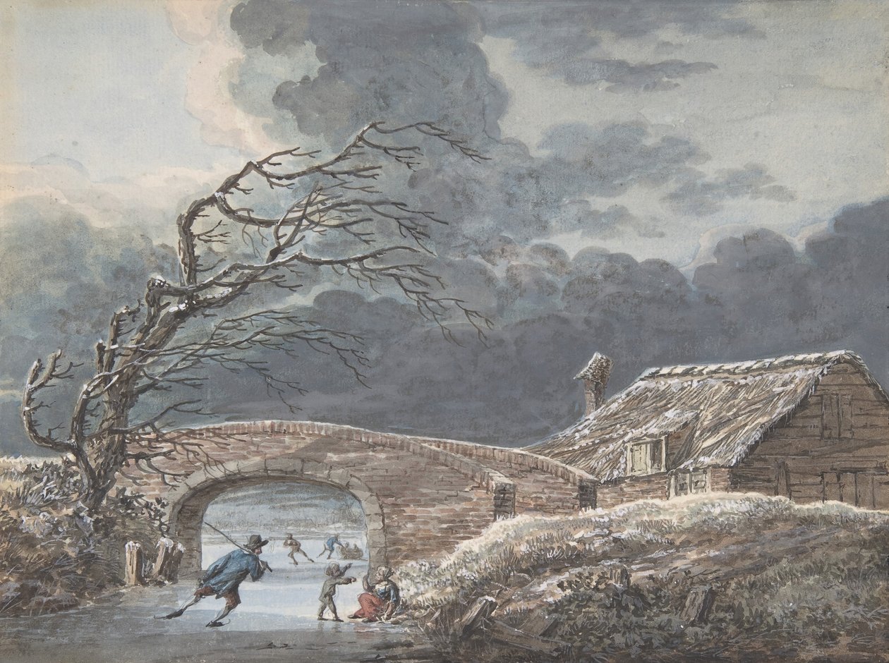 Winter Landscape with Skaters on a Frozen Canal, n.d.. de Vincent Jansz. van der Vinne