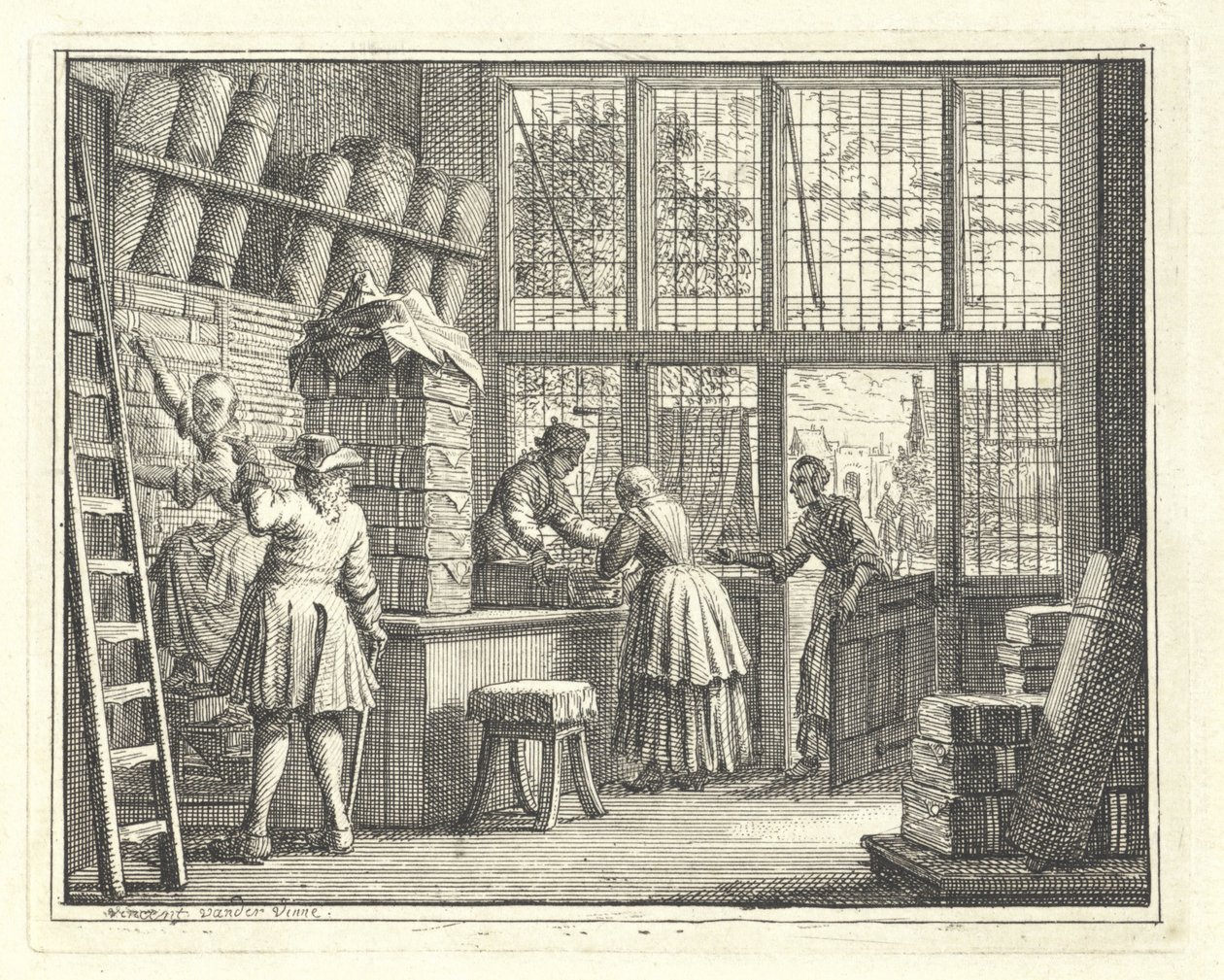 Interior de uma loja de tecidos de Vincent Laurensz. van der Vinne (II)