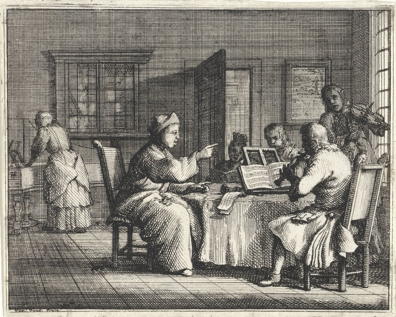 Professor de música com alunos de Vincent Laurensz. van der Vinne (II)